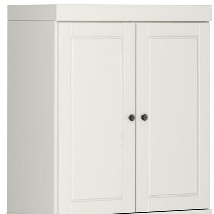 32" Off White Solid Wood Four Door Linen Cabinet HomeRoots