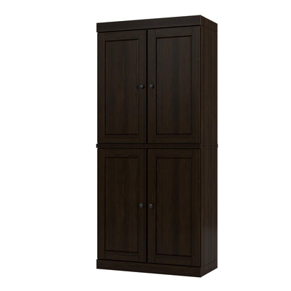 32" Espresso Solid Wood Four Door Linen Cabinet HomeRoots