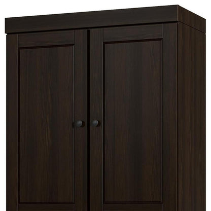 32" Espresso Solid Wood Four Door Linen Cabinet HomeRoots