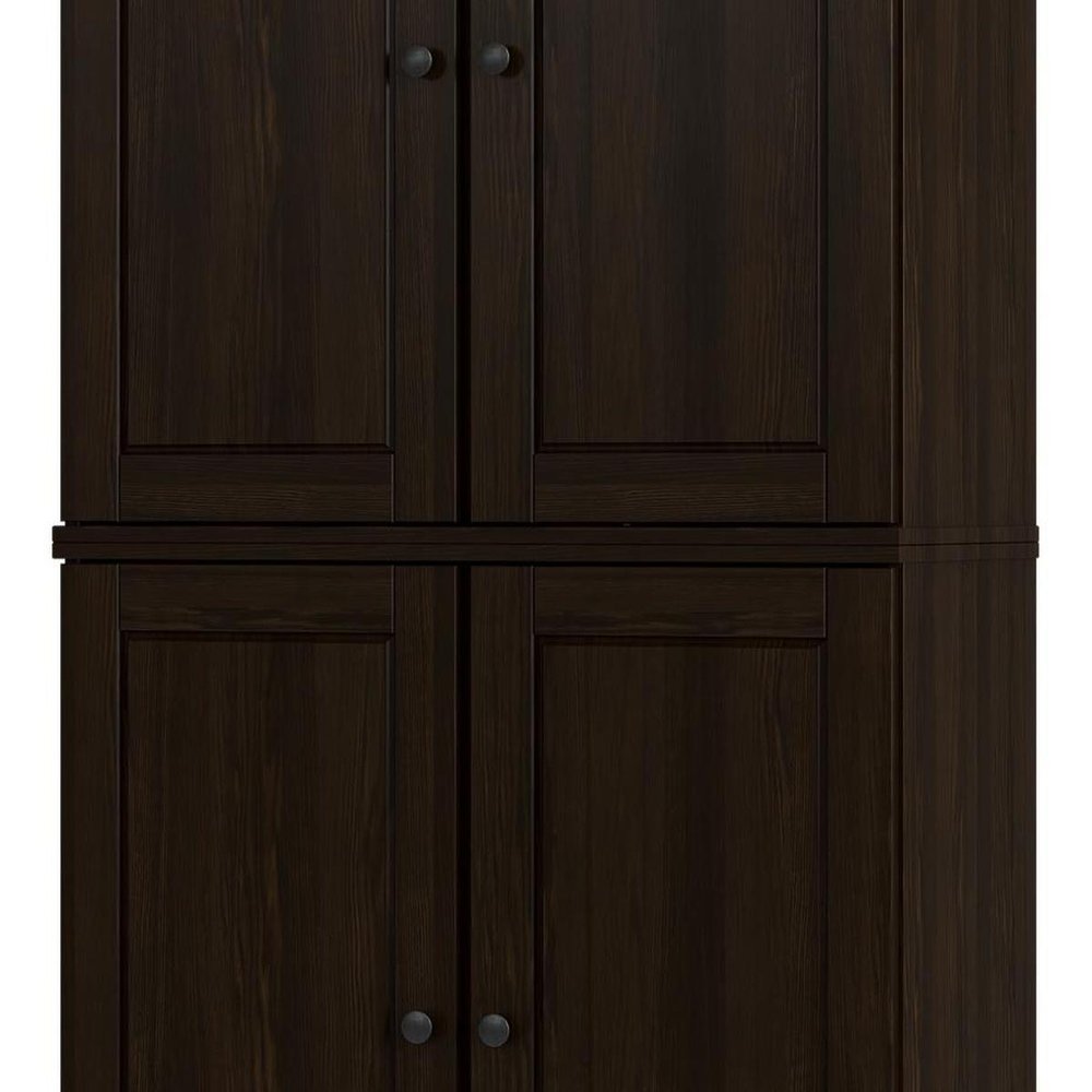 32" Espresso Solid Wood Four Door Linen Cabinet