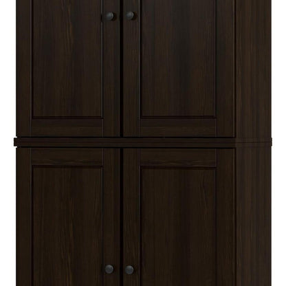 32" Espresso Solid Wood Four Door Linen Cabinet