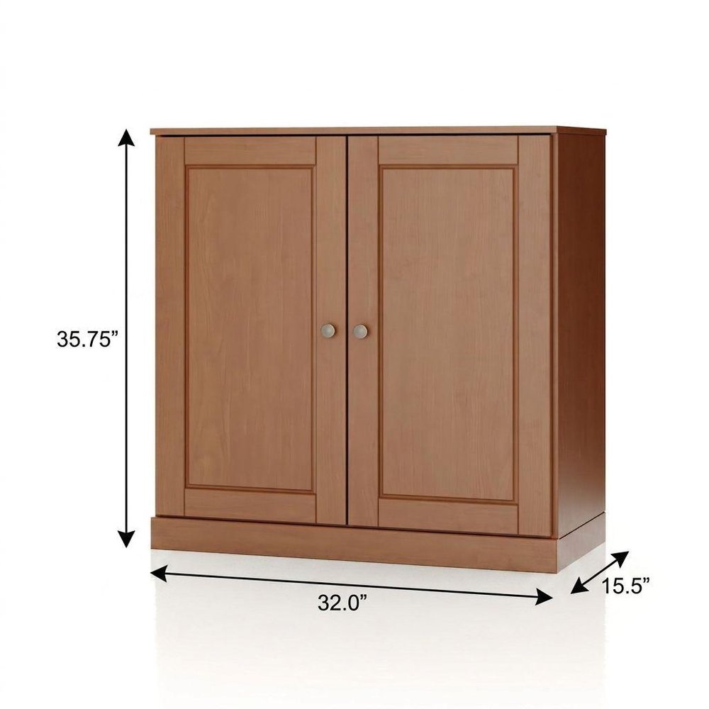 32" White Solid Wood Raised Panel Double Door Linen Cabinet HomeRoots