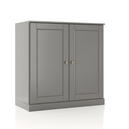 32" White Solid Wood Raised Panel Double Door Linen Cabinet HomeRoots