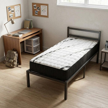 14" Graphite And Titanium Infused Twin Gel Memory Foam Firm Hybrid Mattress HomeRoots