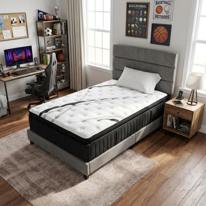 16" Graphite And Titanium Infused Split California King Gel Memory Foam Ultra plush Hybrid Mattress