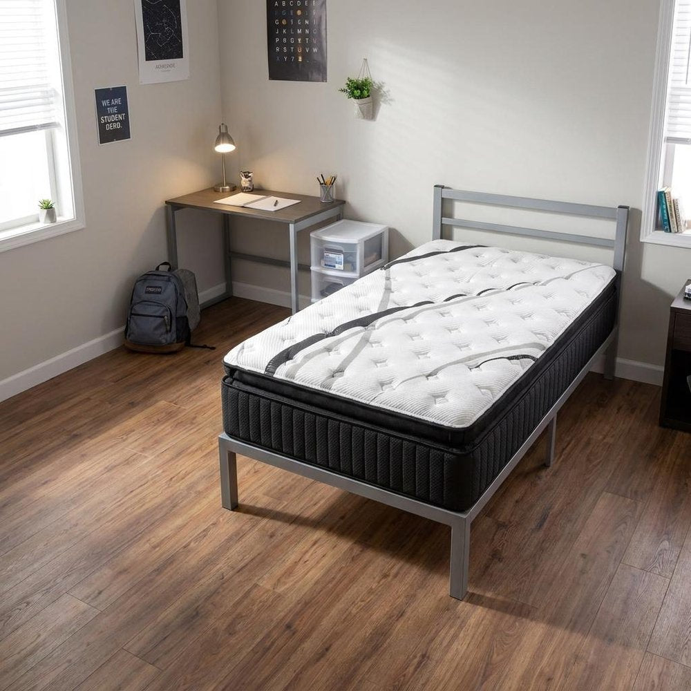 16" Graphite And Titanium Infused Split California King Gel Memory Foam Ultra plush Hybrid Mattress HomeRoots