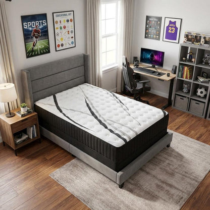 14" Graphite And Titanium Infused Split California King Gel Memory Foam Medium Hybrid Mattress