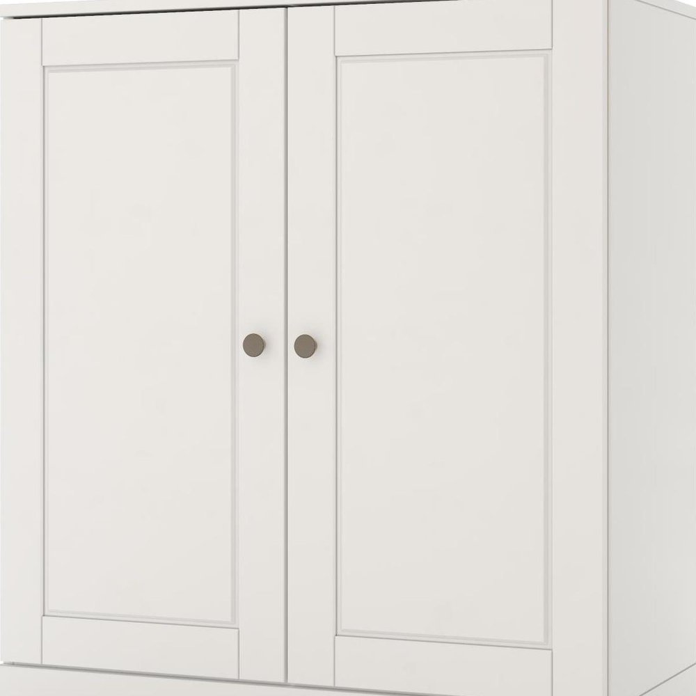 32" White Solid Wood Double Door Linen Cabinet