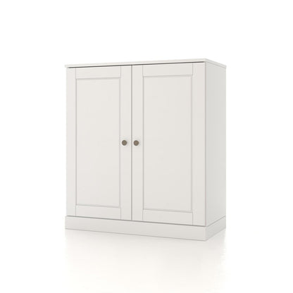 32" White Solid Wood Double Door Linen Cabinet HomeRoots