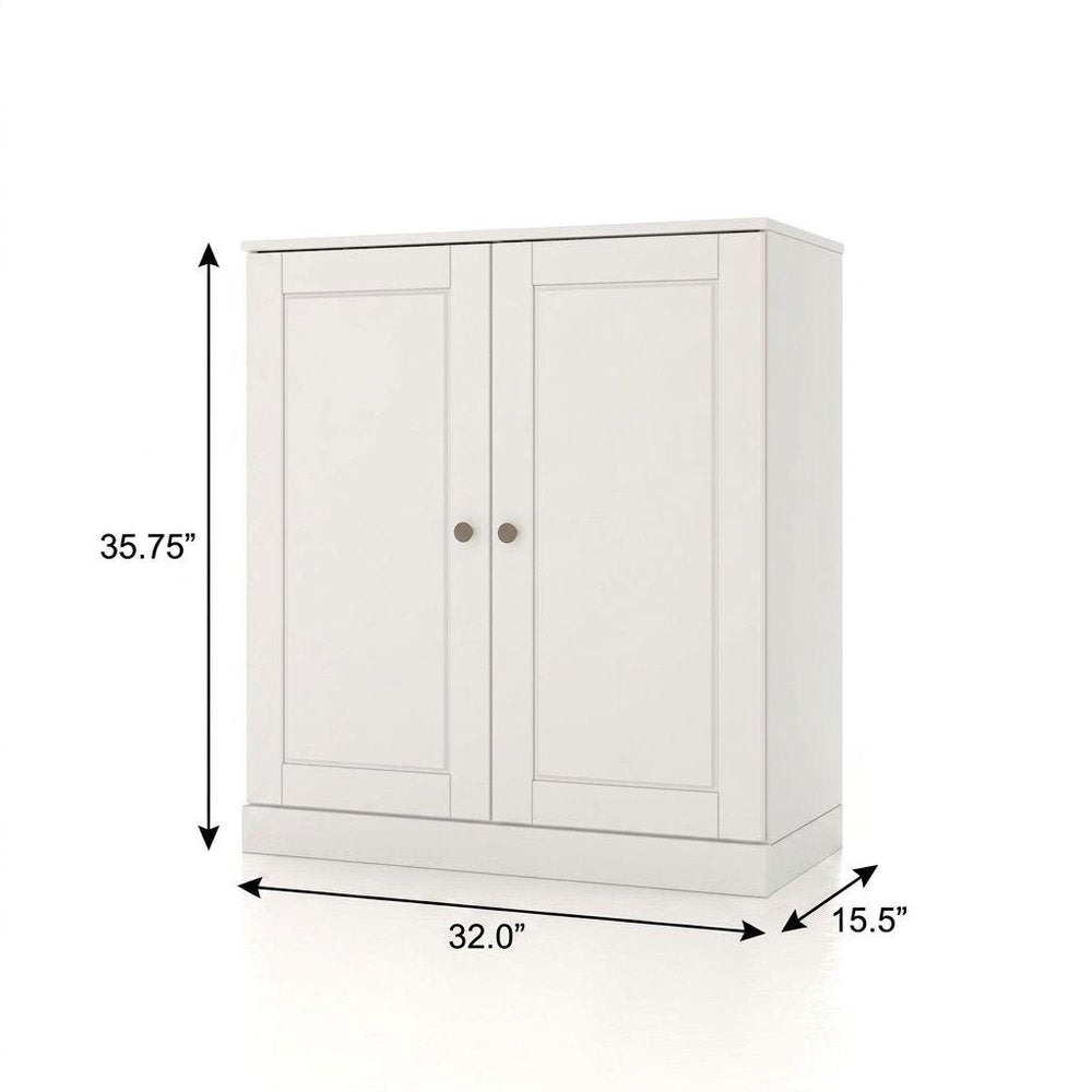 32" White Solid Wood Double Door Linen Cabinet — view 3