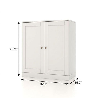 32" White Solid Wood Double Door Linen Cabinet