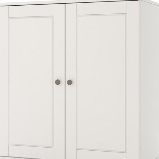32" White Solid Wood Double Door Linen Cabinet
