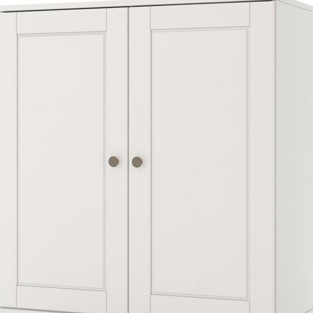 32" White Solid Wood Double Door Linen Cabinet HomeRoots
