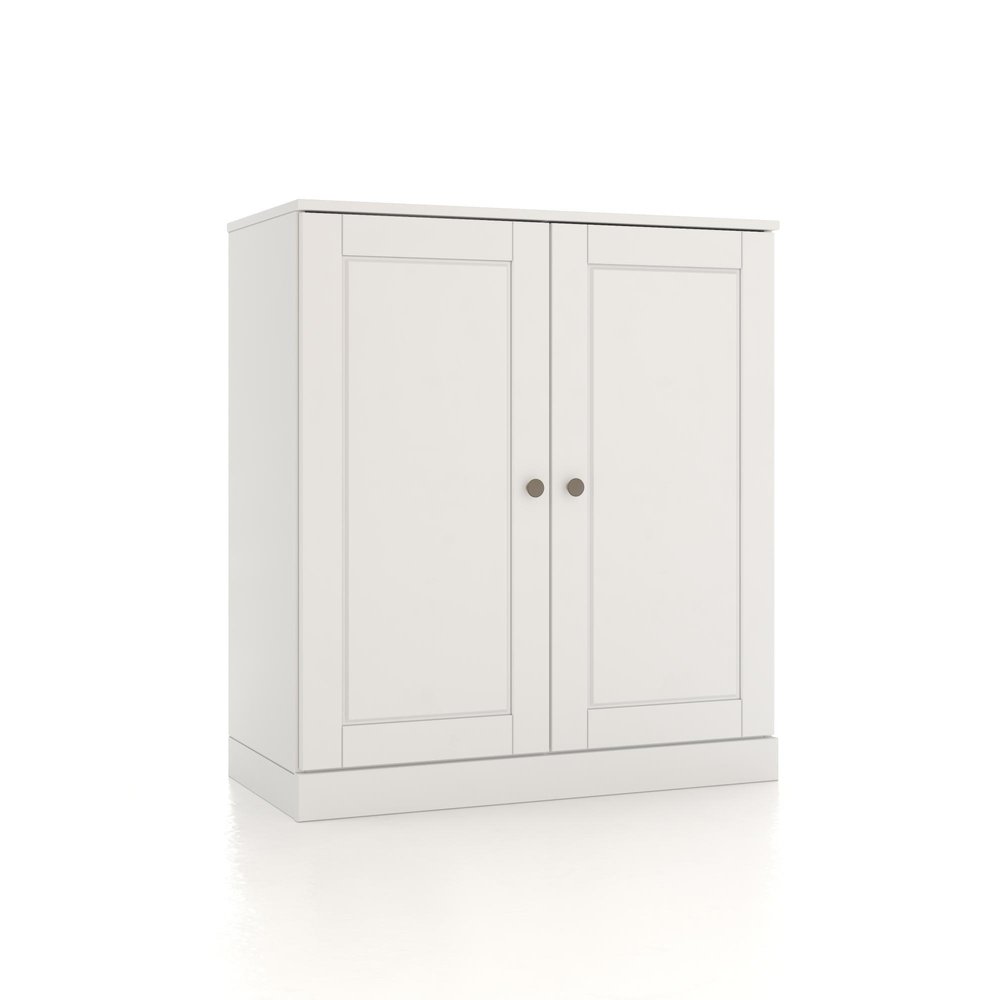 32" White Solid Wood Double Door Linen Cabinet