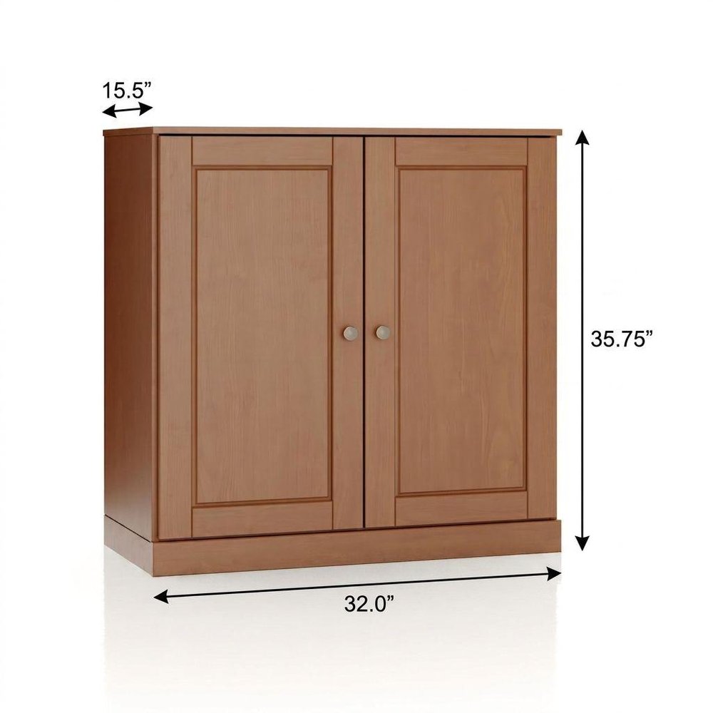 32" Coffee Solid Wood Double Door Linen Cabinet