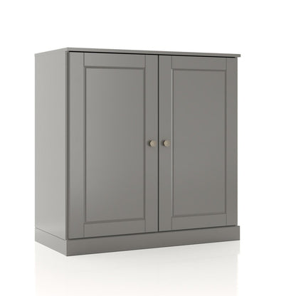32" Gray Solid Wood Double Door Linen Cabinet HomeRoots
