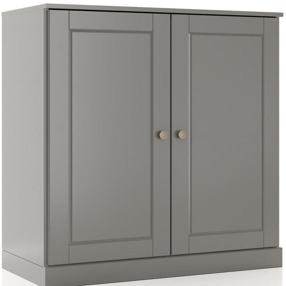 32" Gray Solid Wood Double Door Linen Cabinet — view 2