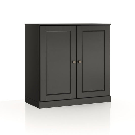 32" Black Solid Wood Double Door Linen Cabinet