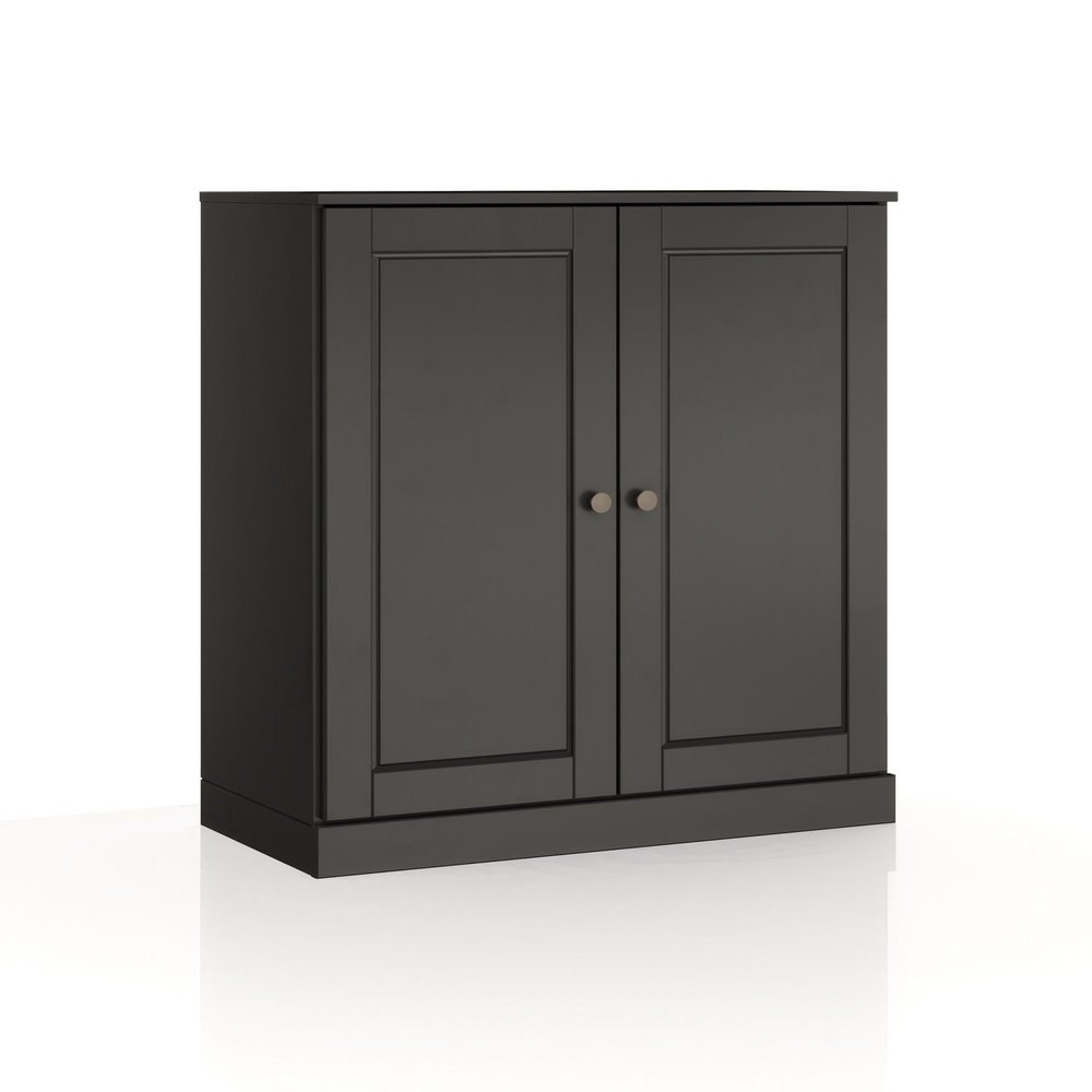 32" Black Solid Wood Double Door Linen Cabinet — view 1