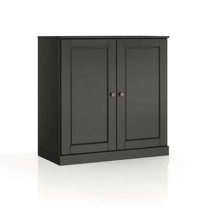 32" Black Solid Wood Double Door Linen Cabinet HomeRoots