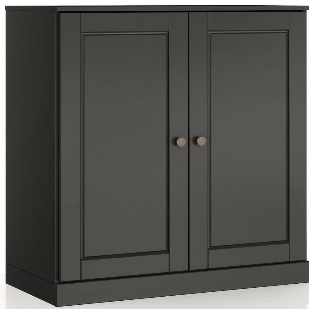 32" Black Solid Wood Double Door Linen Cabinet — view 2