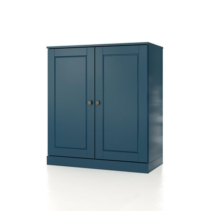 32" Teal Blue Solid Wood Double Door Linen Cabinet