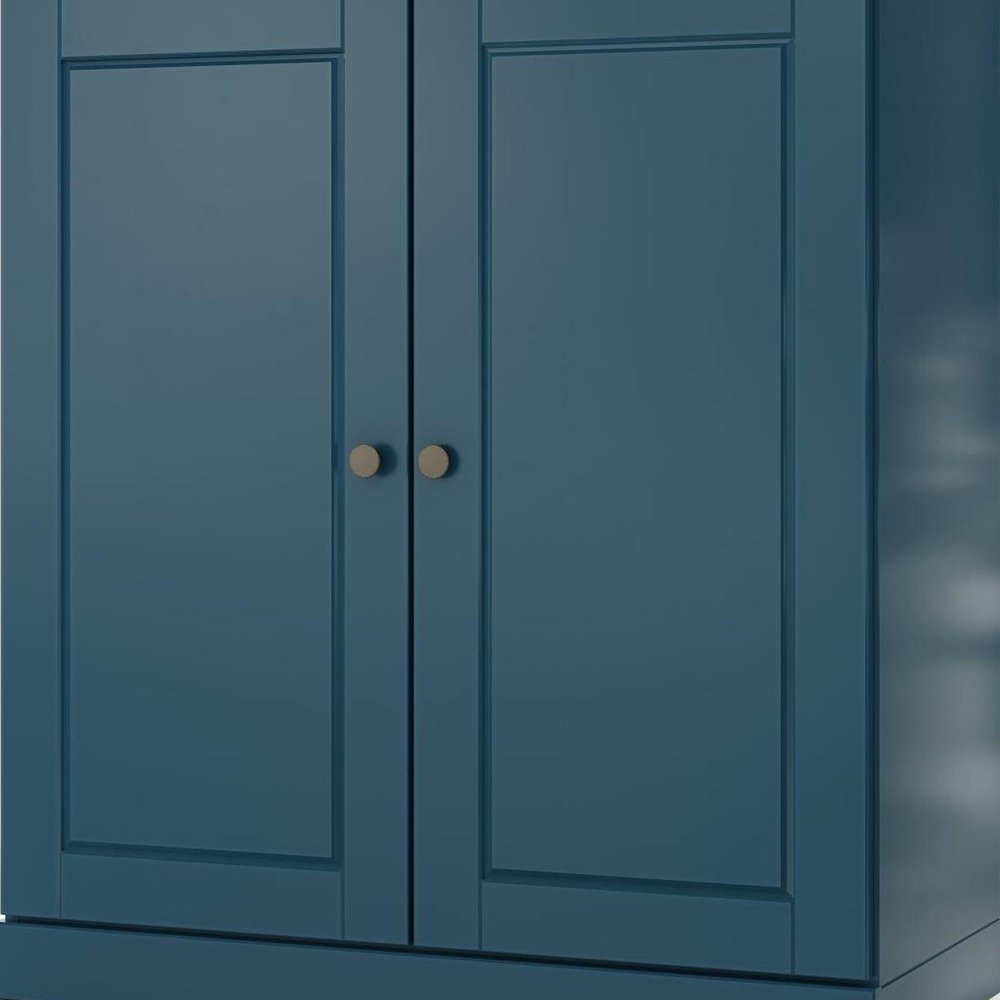 32" Teal Blue Solid Wood Double Door Linen Cabinet
