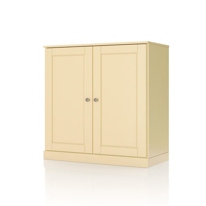 32" Yellow Solid Wood Double Door Linen Cabinet HomeRoots