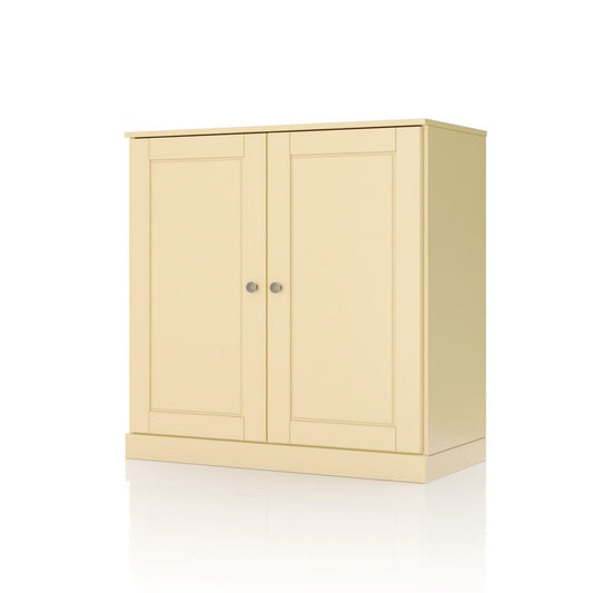32" Yellow Solid Wood Double Door Linen Cabinet