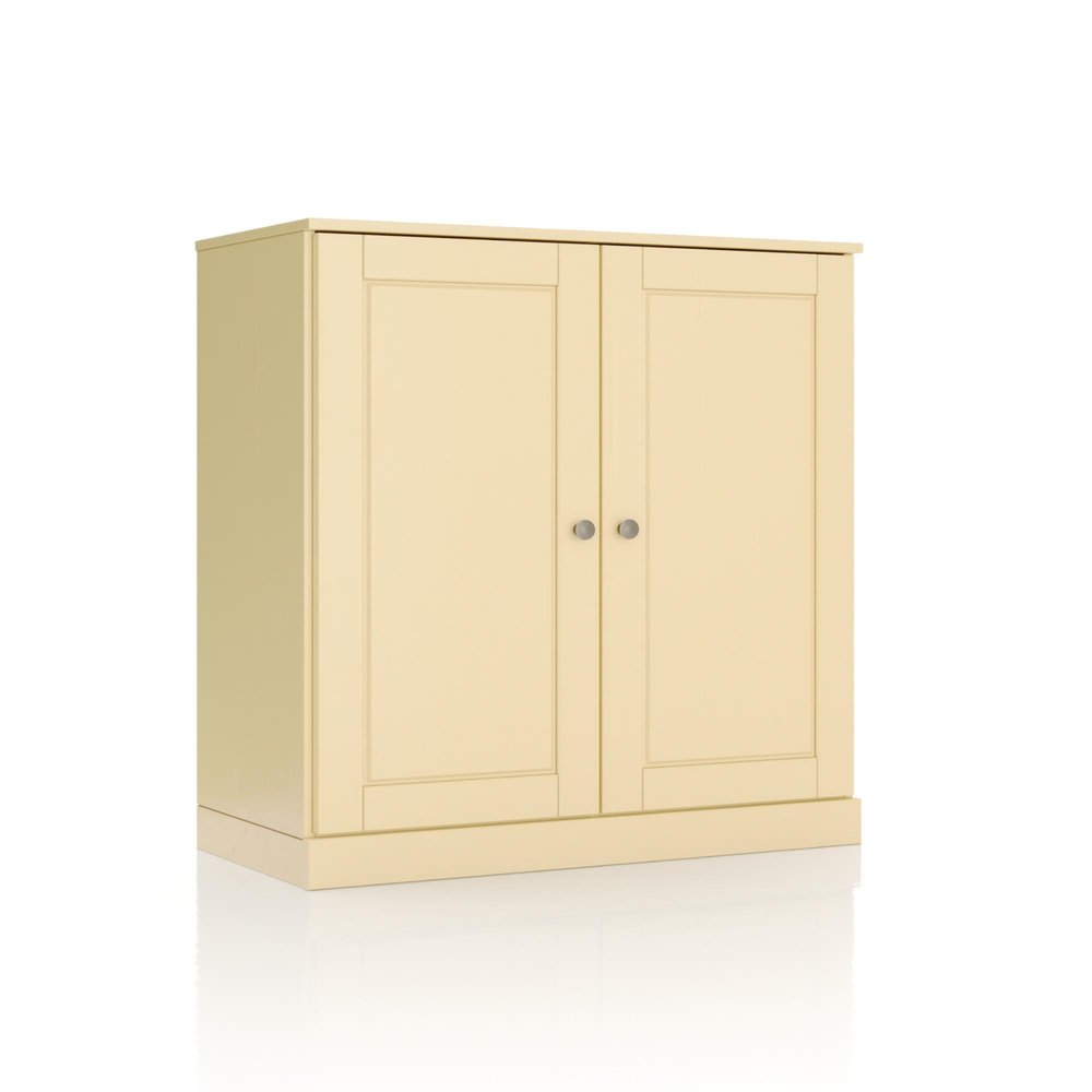 32" Yellow Solid Wood Double Door Linen Cabinet HomeRoots