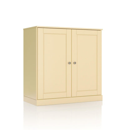 32" Yellow Solid Wood Double Door Linen Cabinet HomeRoots