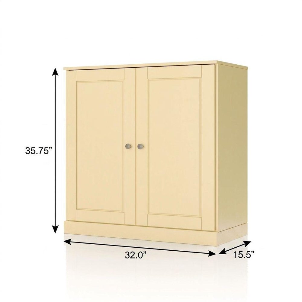 32" Yellow Solid Wood Double Door Linen Cabinet — view 4