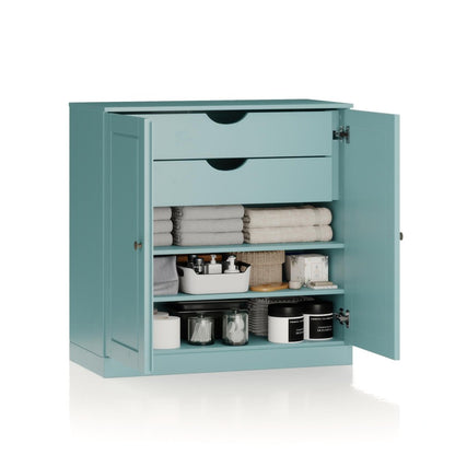 32" Aqua Solid Wood Double Door Linen Cabinet
