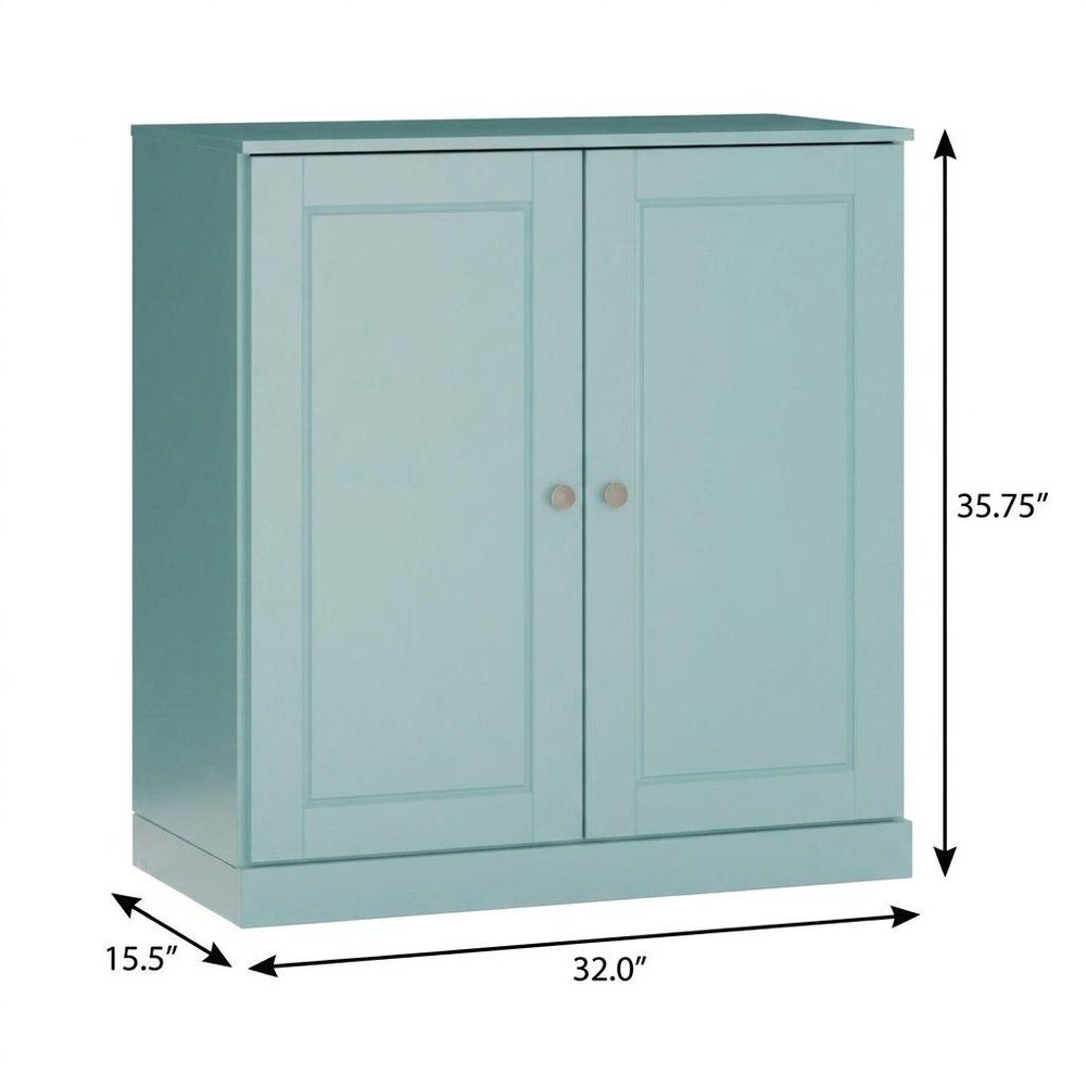 32" Aqua Solid Wood Double Door Linen Cabinet — view 3
