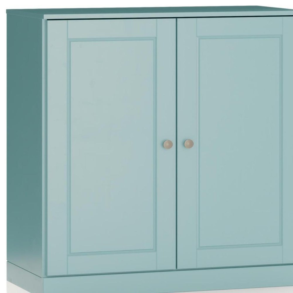 32" Aqua Solid Wood Double Door Linen Cabinet HomeRoots