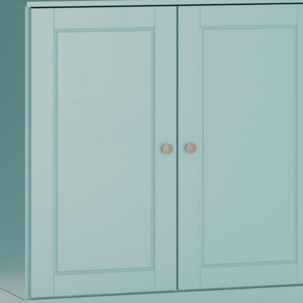 32" Aqua Solid Wood Double Door Linen Cabinet