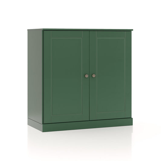 32" Green Solid Wood Double Door Linen Cabinet