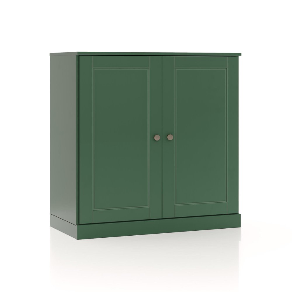 32" Green Solid Wood Double Door Linen Cabinet — view 1