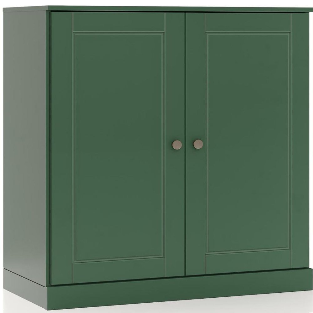 32" Green Solid Wood Double Door Linen Cabinet HomeRoots