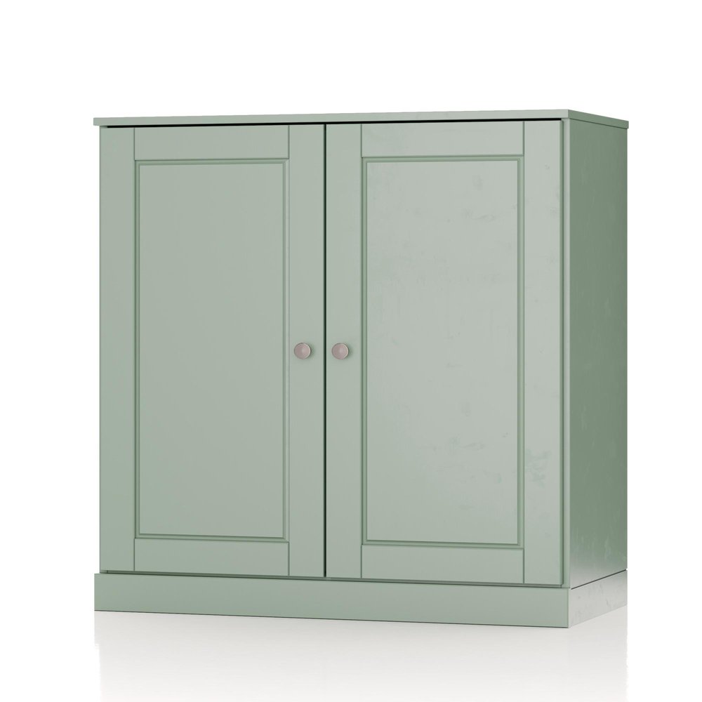 32" Sage Solid Wood Double Door Linen Cabinet HomeRoots