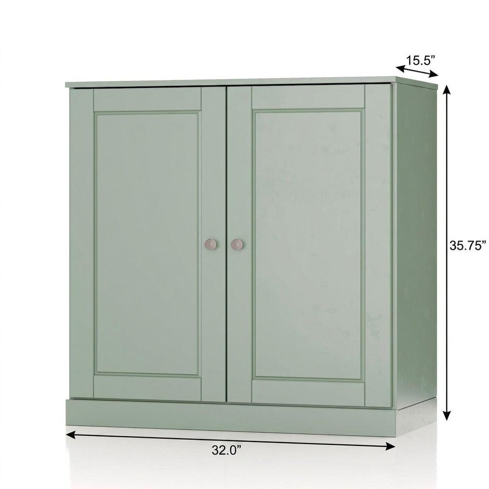 32" Sage Solid Wood Double Door Linen Cabinet HomeRoots