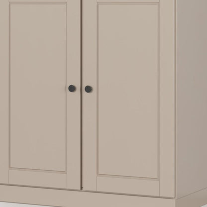 32" Beige Solid Wood Double Door Linen Cabinet