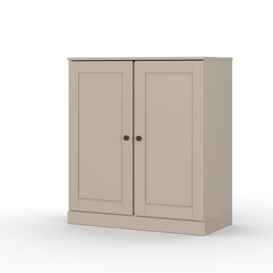 32" Beige Solid Wood Double Door Linen Cabinet