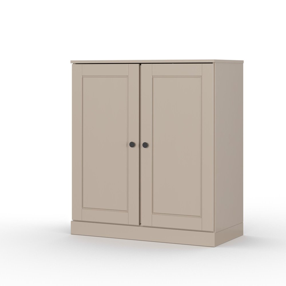 32" Beige Solid Wood Double Door Linen Cabinet HomeRoots