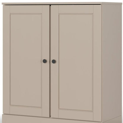 32" Beige Solid Wood Double Door Linen Cabinet HomeRoots