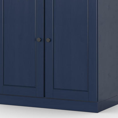 32" Navy Blue Solid Wood Double Door Linen Cabinet