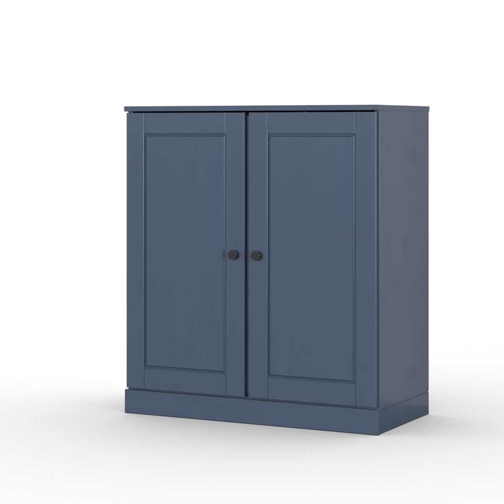 32" French Blue Solid Wood Double Door Linen Cabinet HomeRoots