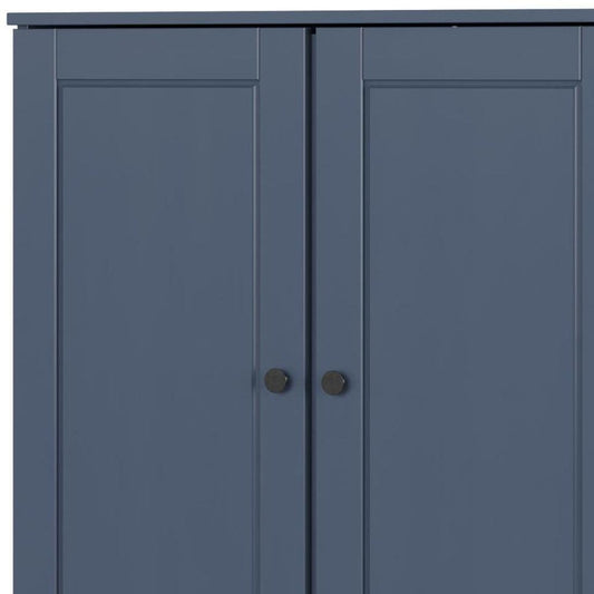32" French Blue Solid Wood Double Door Linen Cabinet