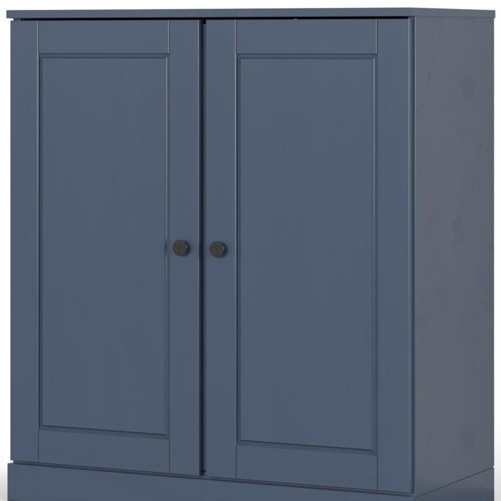 32" French Blue Solid Wood Double Door Linen Cabinet HomeRoots