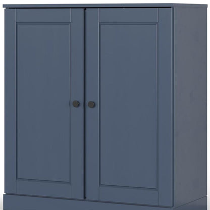 32" French Blue Solid Wood Double Door Linen Cabinet HomeRoots